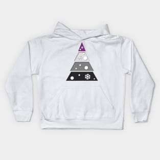 Minimalist Christmas Tree in Asexual Pride Flag Colors Kids Hoodie